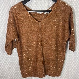 WD NY Gold Sequined Sweater - size medium